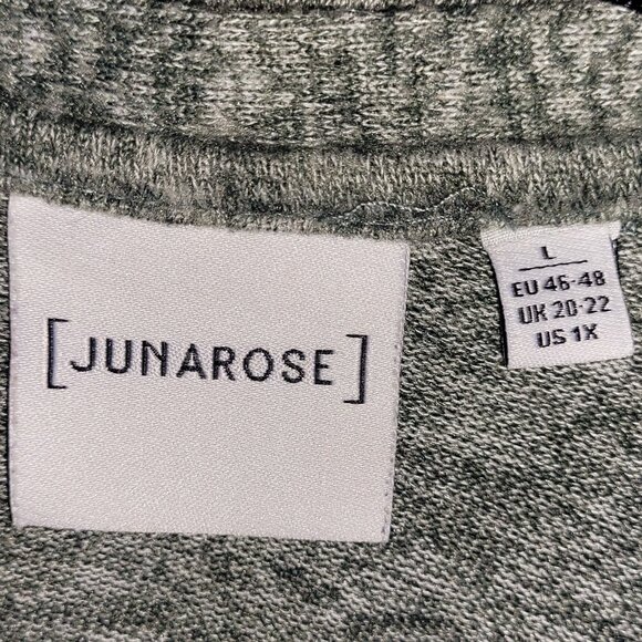 1X | Junarose | 3/4 Sleeve Heathered Knit Cardigan - Picture 4 of 6